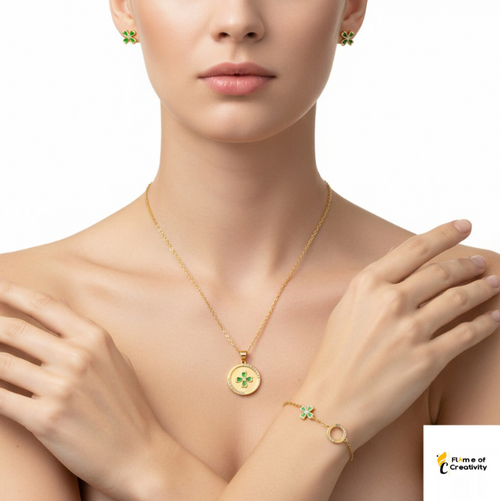Golden Moments Jewelry Set Elegant Zircon Necklace, Bracelet & Earrings Gift Set for Women