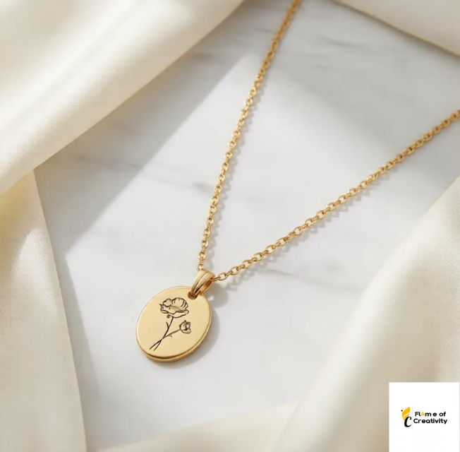 August Poppy Birth Flower Necklace Delicate Floral Pendant Jewelry for Women