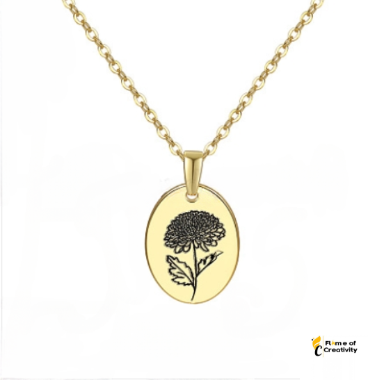 November Chrysanthemum Birth Flower Necklace Delicate Floral Pendant Jewelry for Women