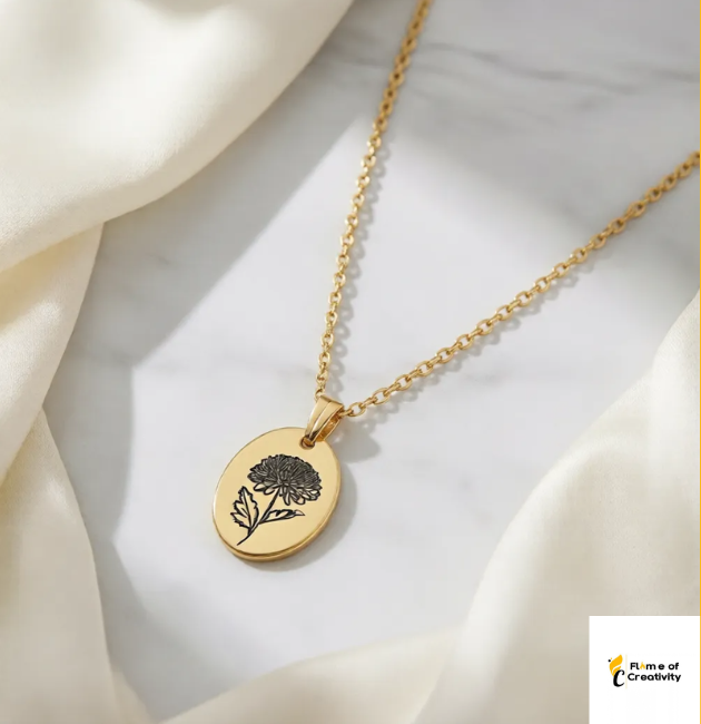 November Chrysanthemum Birth Flower Necklace Delicate Floral Pendant Jewelry for Women