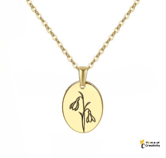 January Bloom Necklace | Carnation Birth Flower Pendant