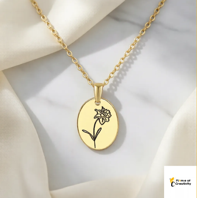 March Bloom Necklace | Daffodil Birth Flower Pendant