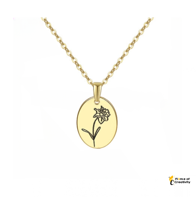 March Bloom Necklace | Daffodil Birth Flower Pendant